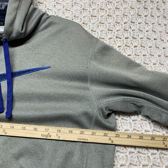 Nike Therma Fit Hoodie Pullover Men's Size M Gray Center Swoosh Logo - Picture 7 of 10